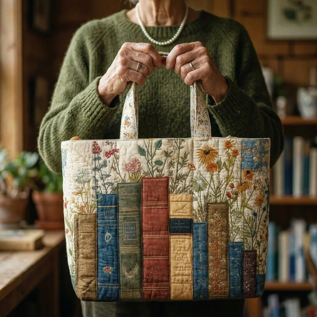 Bücher & Blumen | Gesteppte Shopper-Tasche
