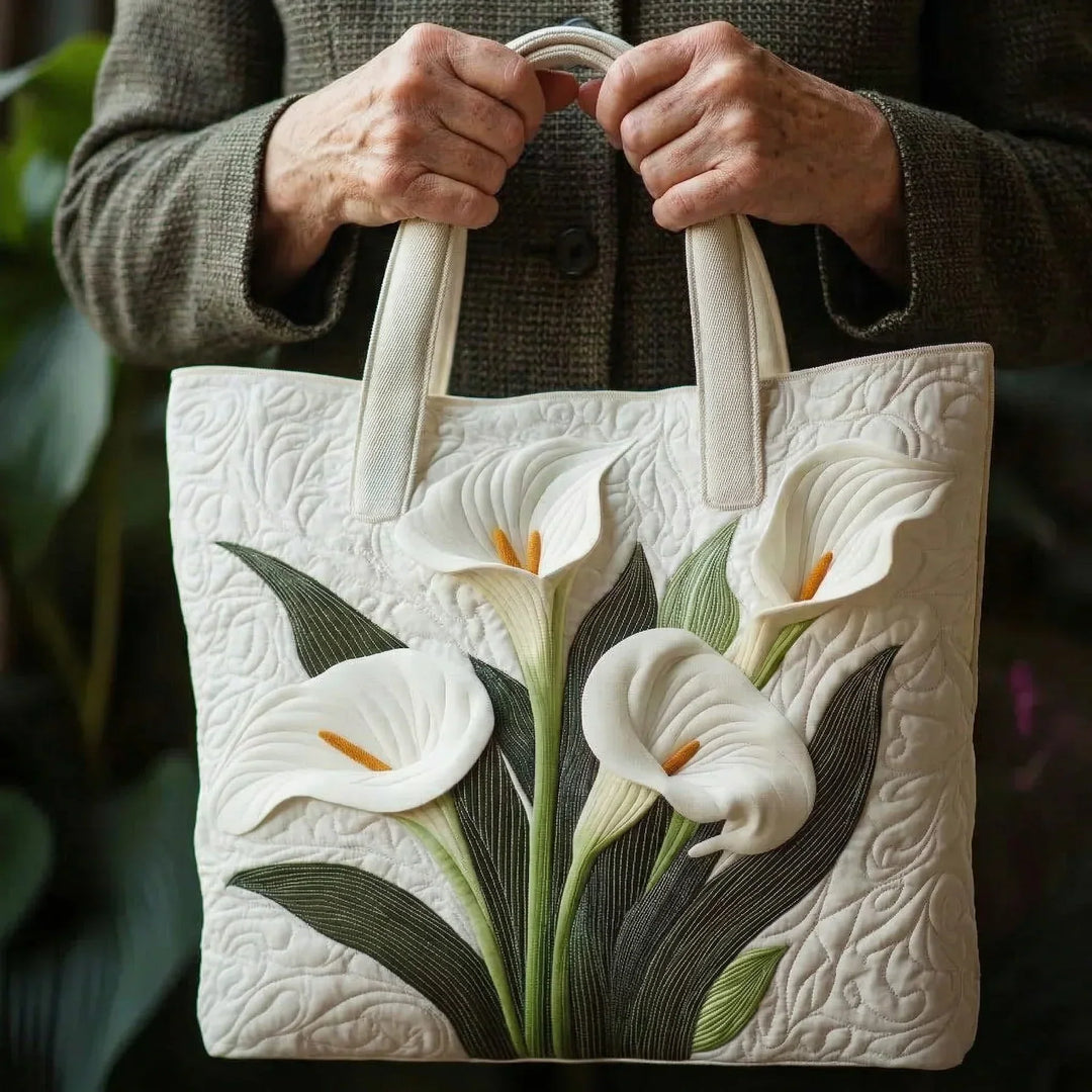 Weisse Calla-Lilien | Gesteppte Shopper-Tasche