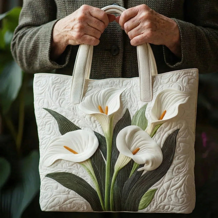 Weisse Calla-Lilien | Gesteppte Shopper-Tasche