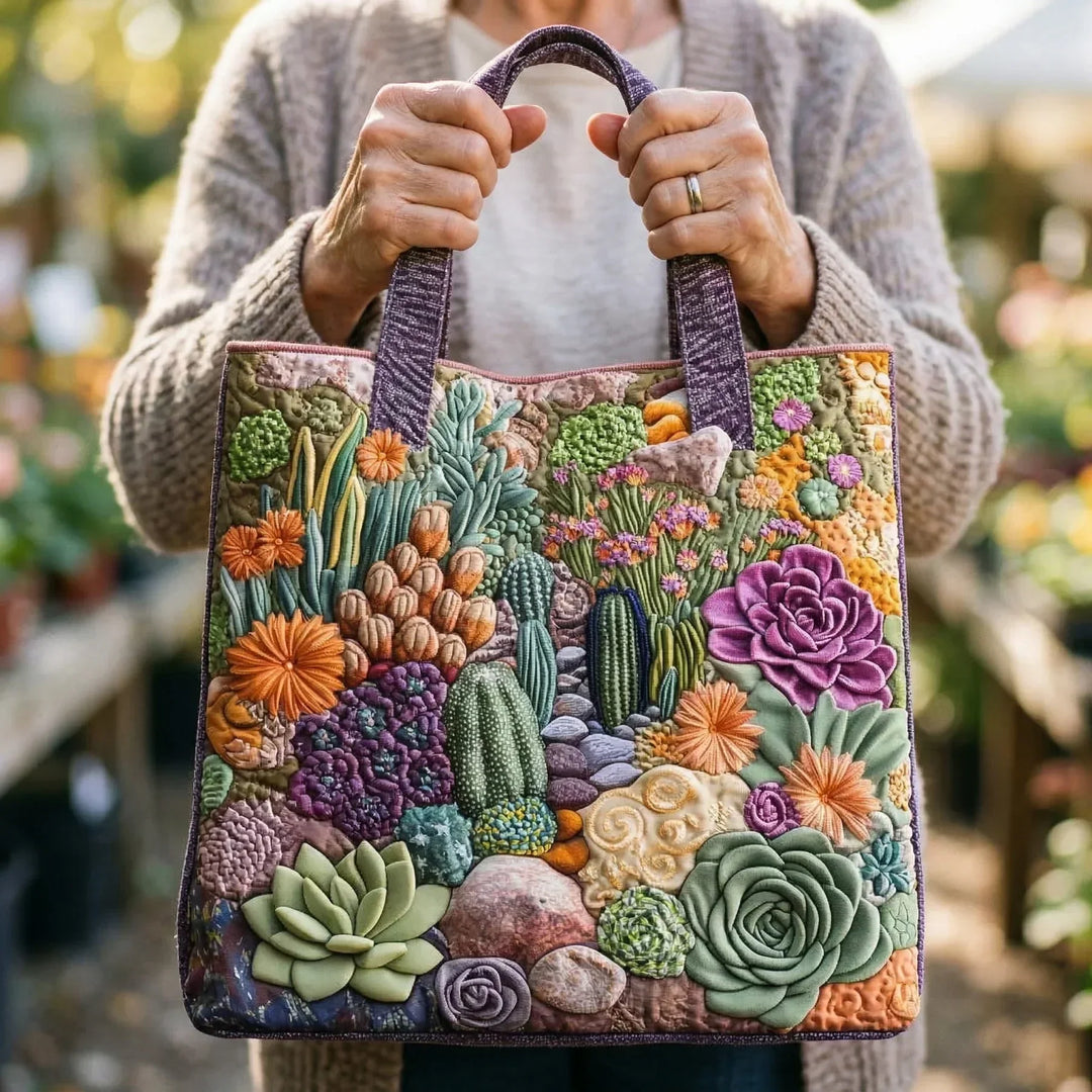 Sukkulenten-Garten | Gesteppte Shopper-Tasche
