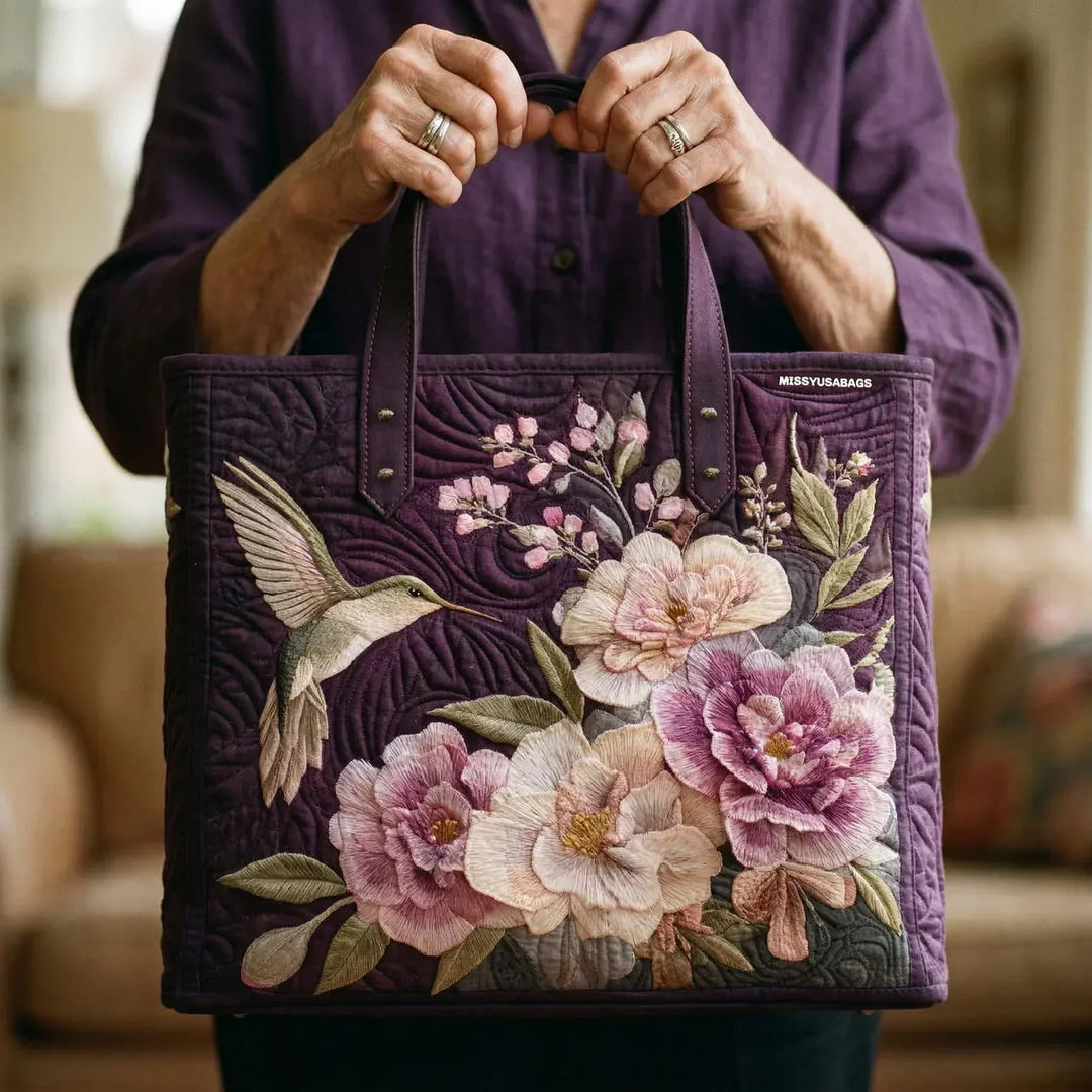 Kolibri & Orchidee | Gesteppte Shopper-Tasche