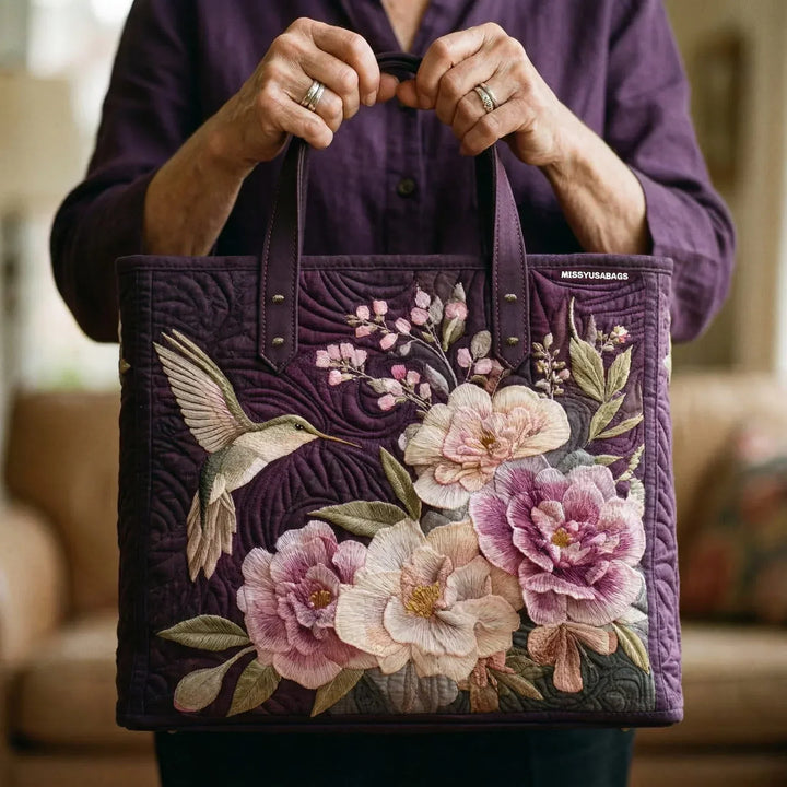 Kolibri & Orchidee | Gesteppte Shopper-Tasche