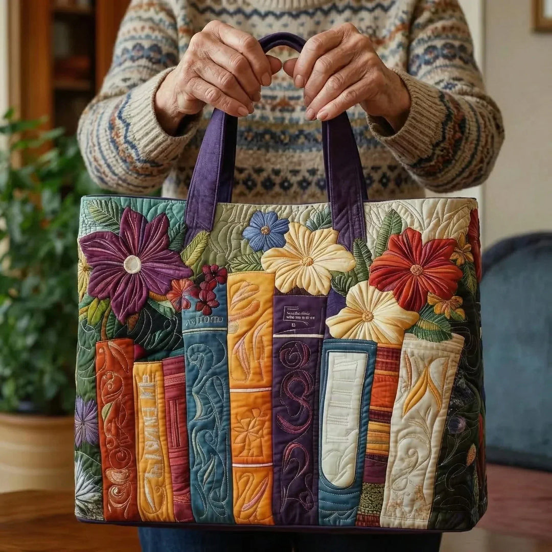 Für Bücherliebhaberinnen | Gesteppte Shopper-Tasche