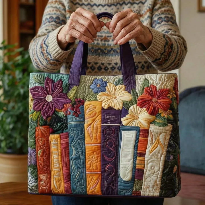 Für Bücherliebhaberinnen | Gesteppte Shopper-Tasche