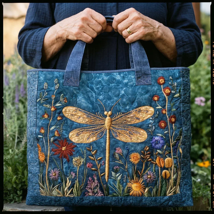 Goldene Libelle | Gesteppte Shopper-Tasche