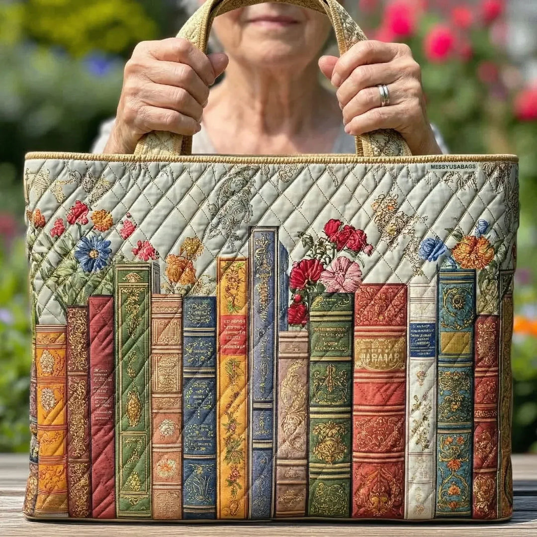 Verzauberte Bibliothek | Gesteppte Shopper-Tasche