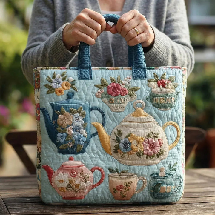 Blumenmuster | Gesteppte Shopper-Tasche