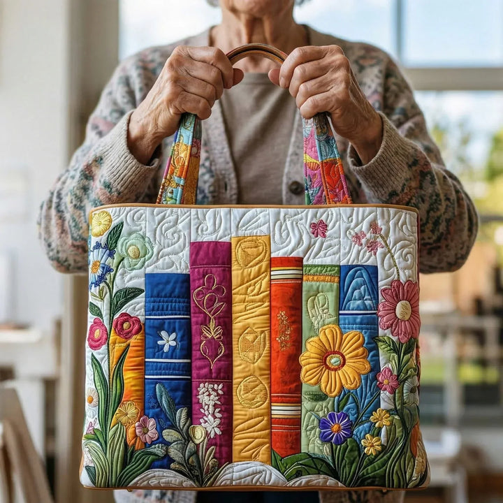 Blumen-Bibliothek | Gesteppte Shopper-Tasche