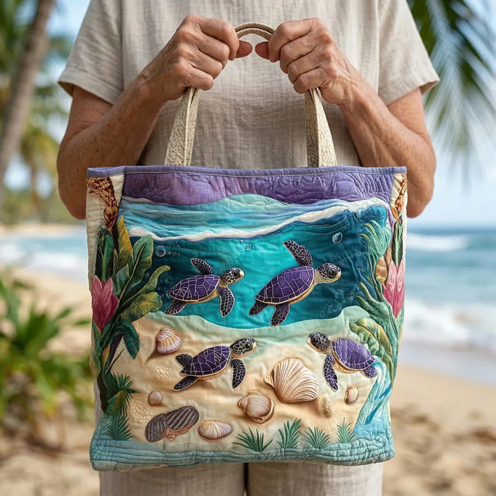 Meeresschildkröten in der Lagune | Gesteppte Shopper-Tasche
