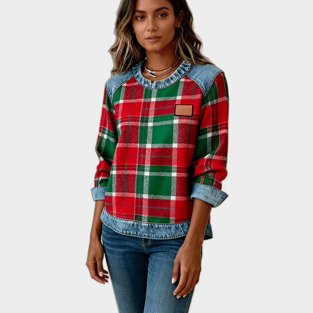 Ivy | Bluse mit Karo-Patchwork