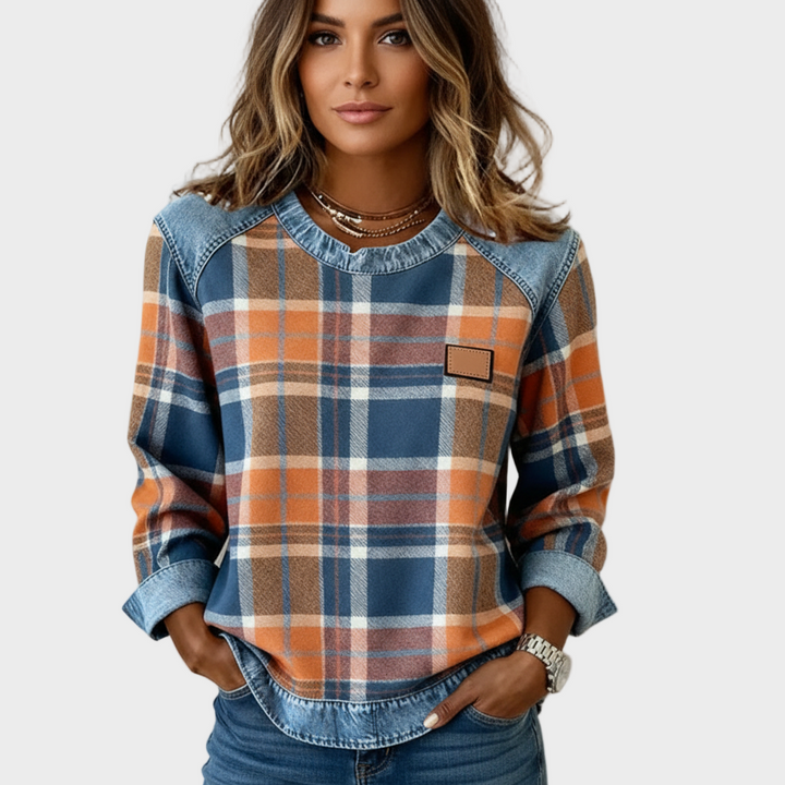 Ivy | Bluse mit Karo-Patchwork
