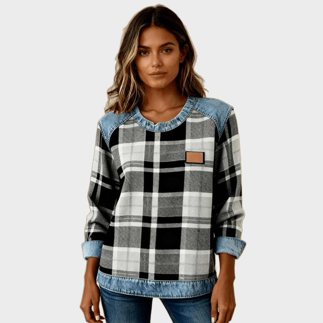 Ivy | Bluse mit Karo-Patchwork