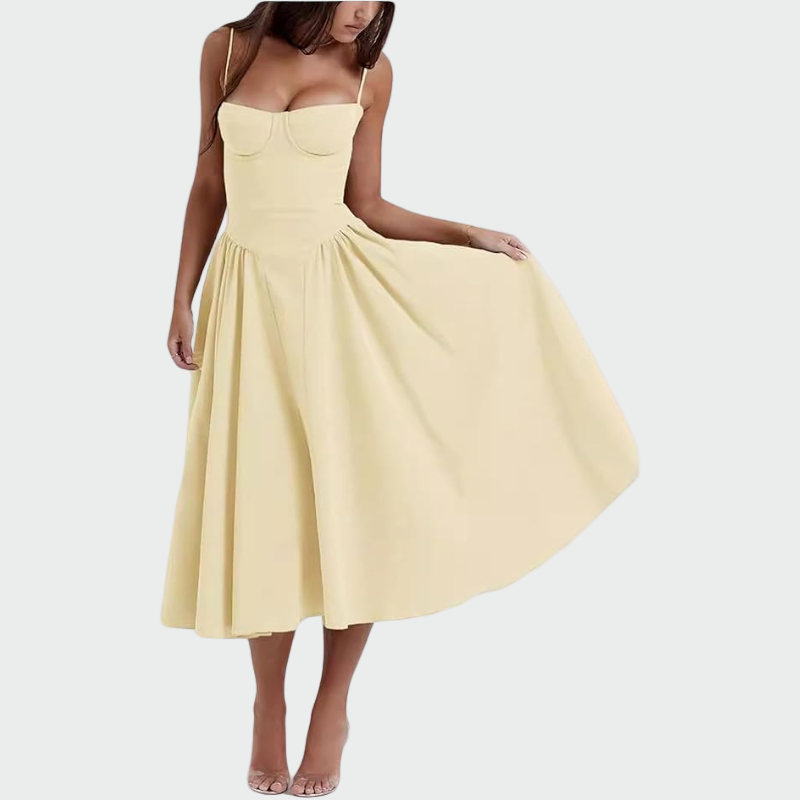 Jaroslava | Satin-Maxikleid mit geformtem Oberteil
