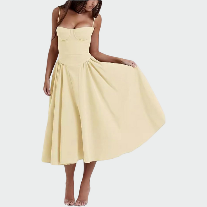 Jaroslava | Satin-Maxikleid mit geformtem Oberteil