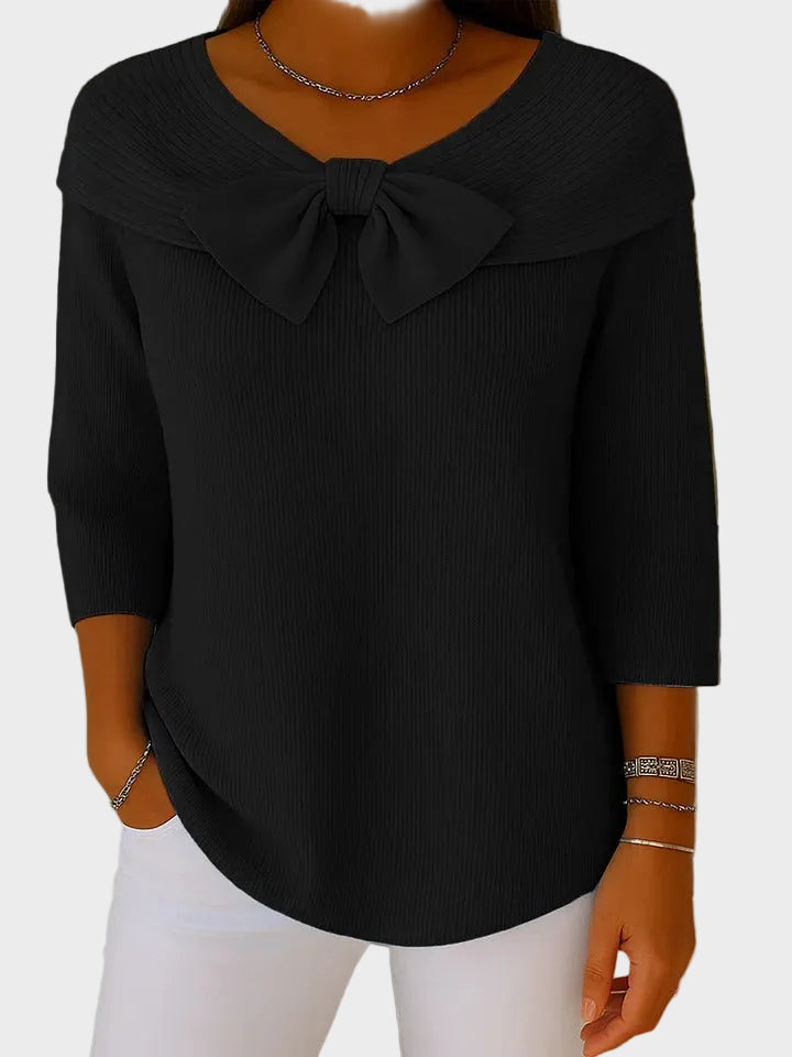 Aline | Weicher eleganter Pullover mit Schleife