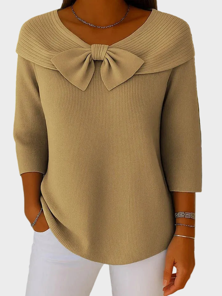 Aline | Weicher eleganter Pullover mit Schleife