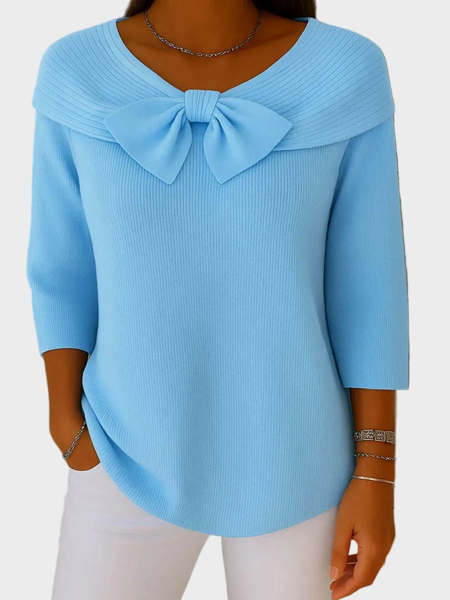 Aline | Weicher eleganter Pullover mit Schleife