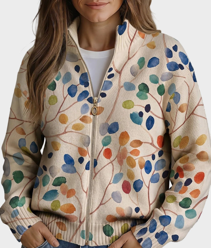 Imogene | Cardigan mit botanischem Blätterdruck