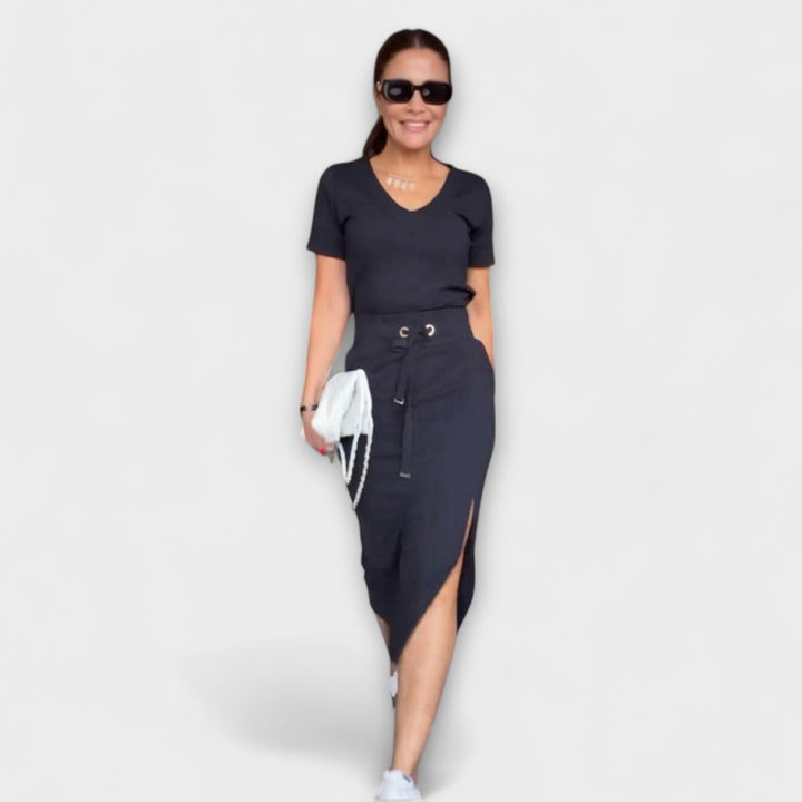 Danielle - Elegantes V-Ausschnitt Top mit Rock
