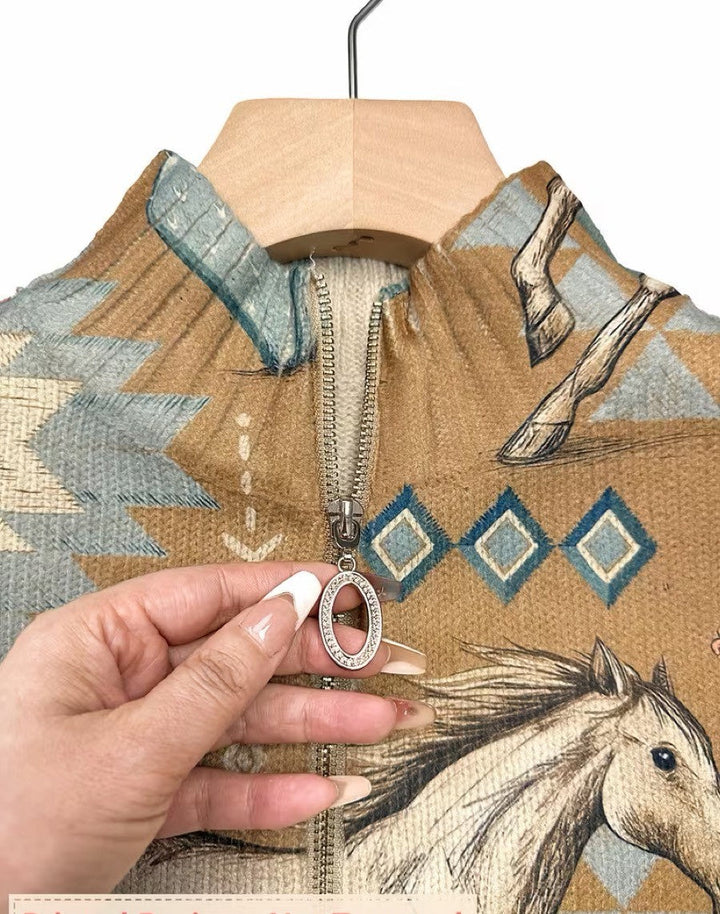 Perpetua | Cardigan mit Reissverschluss in Wüsten- und Kaktusfarben