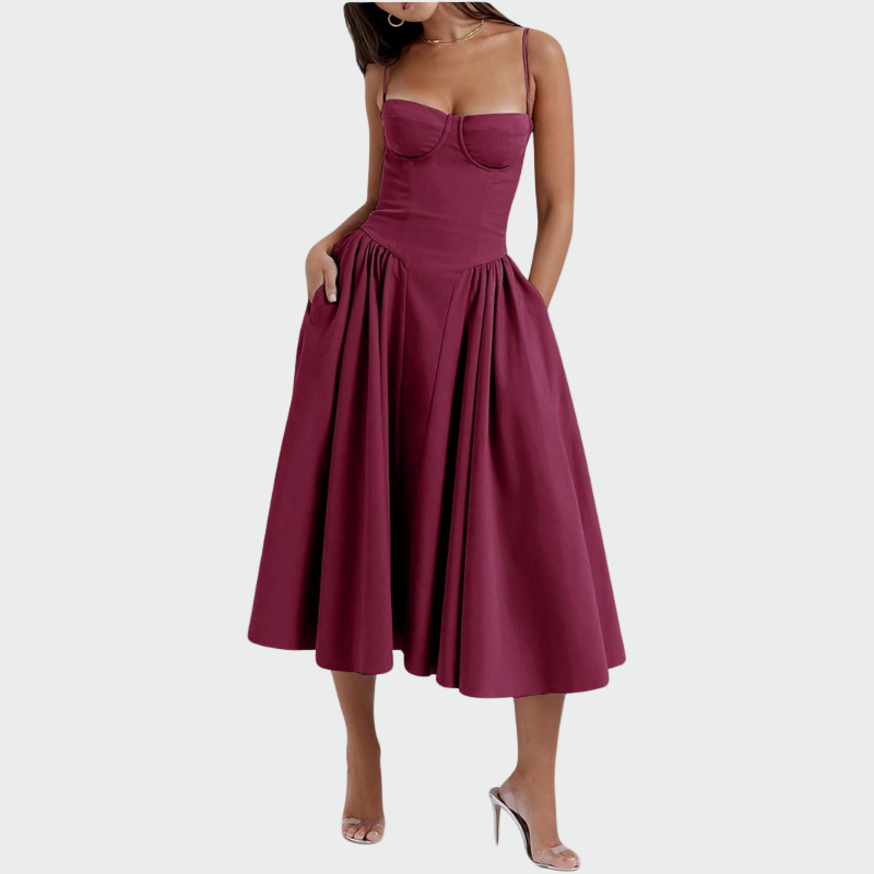 Jaroslava | Satin-Maxikleid mit geformtem Oberteil