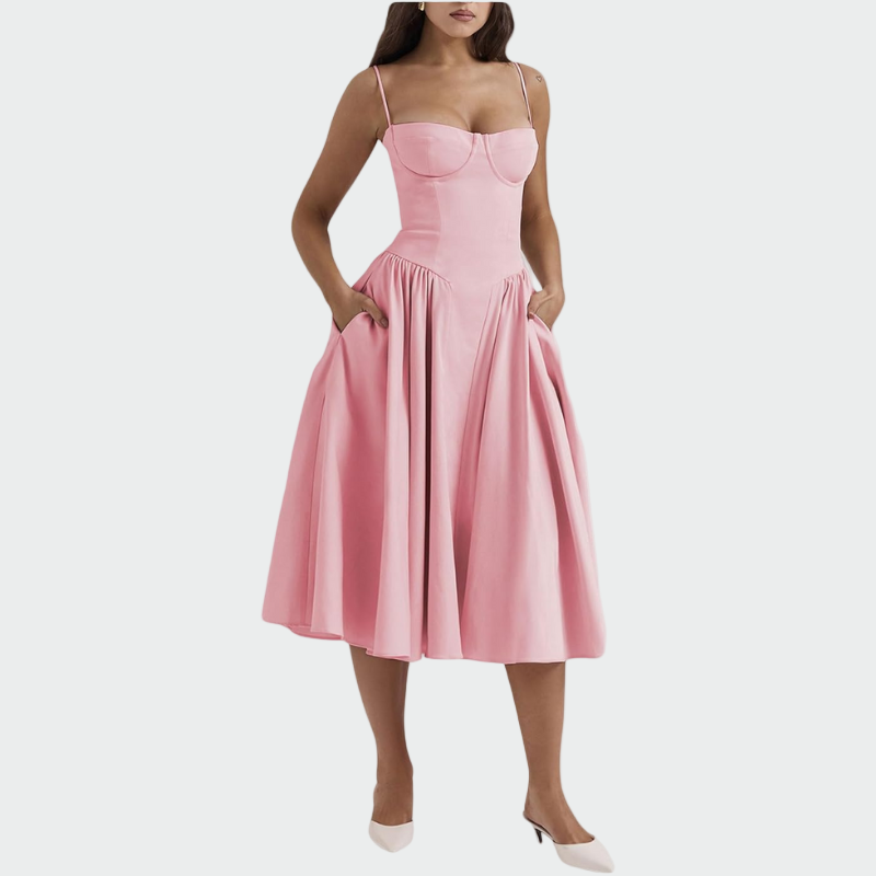 Jaroslava | Satin-Maxikleid mit geformtem Oberteil