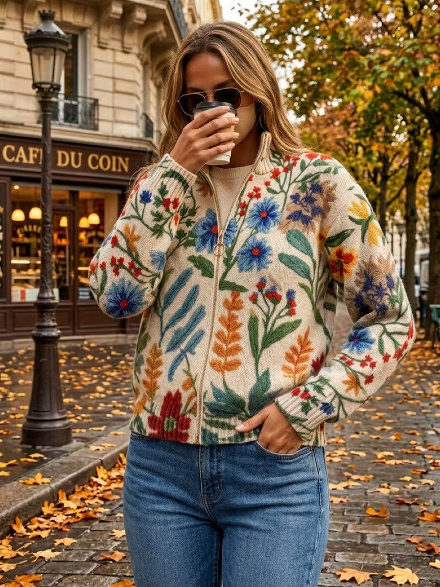 Tabitha | Blumen-Cardigan mit Reissverschluss im botanischen Garten