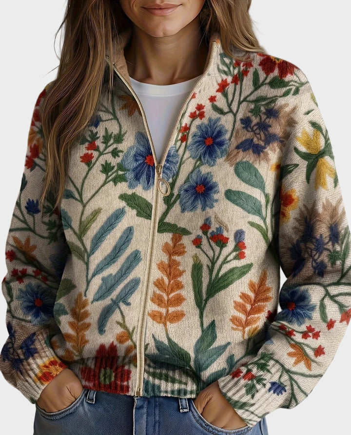 Tabitha | Blumen-Cardigan mit Reissverschluss im botanischen Garten