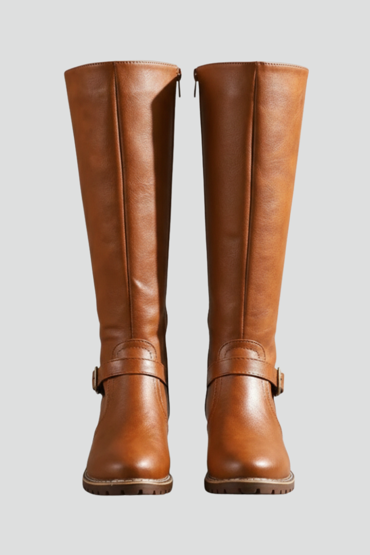 Estelle | Hohe Stiefel mit Seitenreissverschluss und Schnallendetail